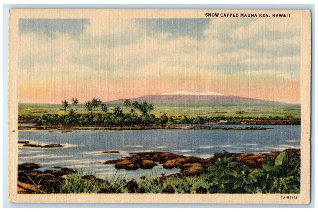 c1930's Snow Capped Mauna Kea Hawaii HI, River View Unposted Vintage Postcard