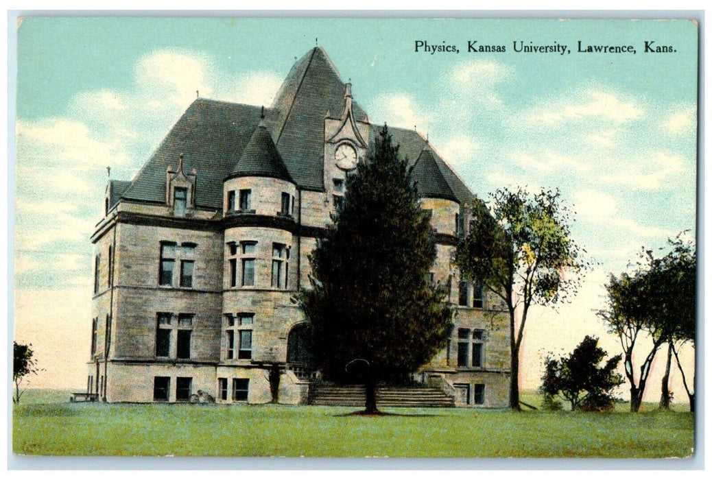 c1910's Physics Kansas University Building Lawrence Kansas KS Antique Postcard