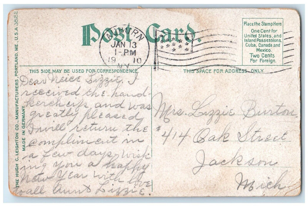 1910 View Of Moonlight On Owasco Lake Near Auburn New York NY Antique Postcard