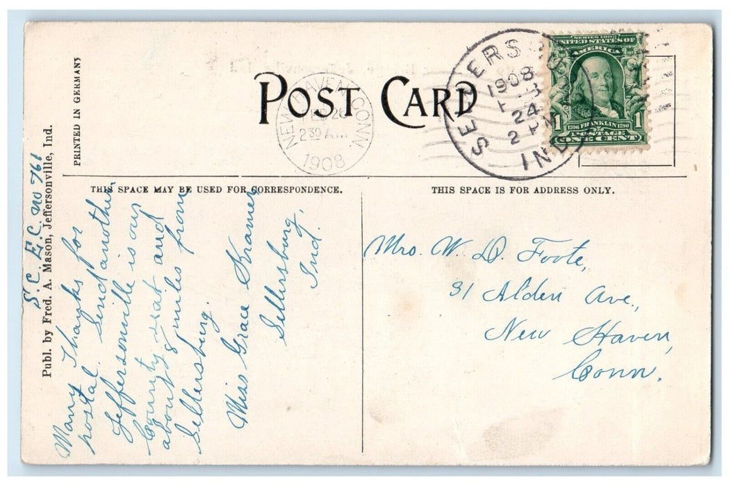 1908 Approach Big Four Bridge Streetcar Jeffersonville Indiana Vintage Postcard