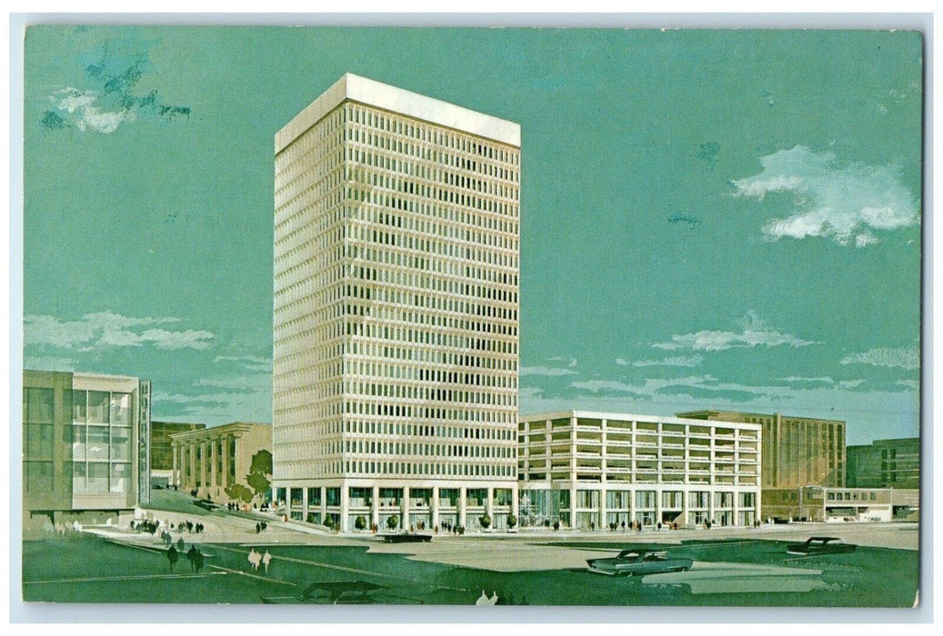 c1950's TenMain Center Under Construction In Hub Cars Kansas City MO Postcard