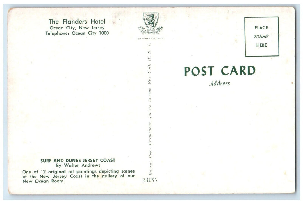 View Of The Flanders Hotel Ocean City New Jersey NJ, Surf Vintage Postcard