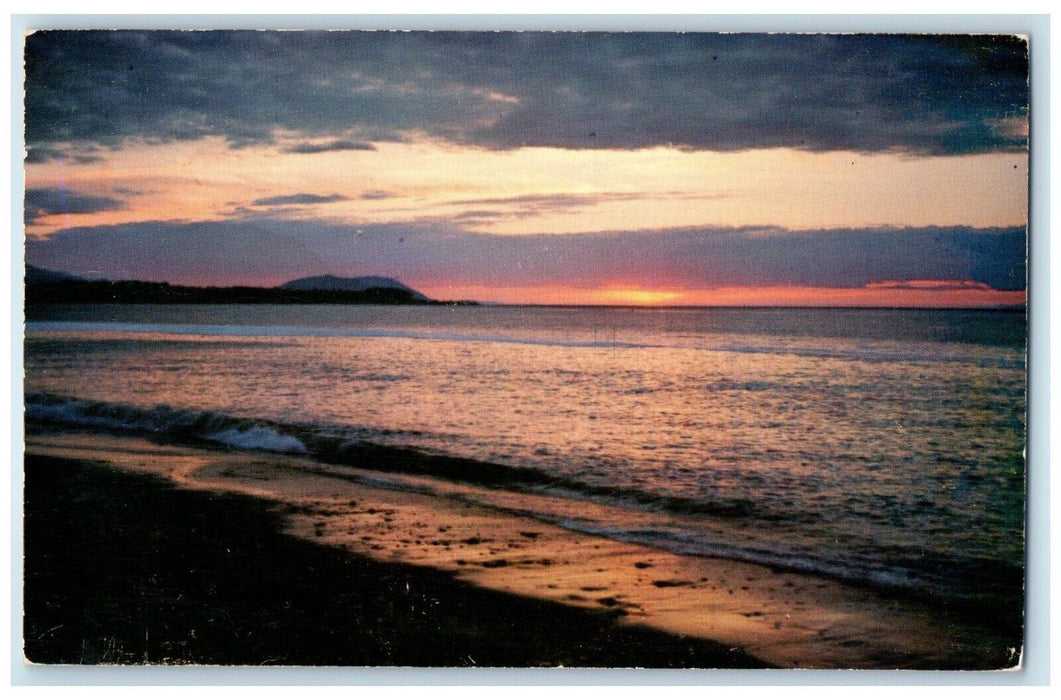 1954 Sunset On Straits On Juan De Fuca Puget Sound Washington WA Posted Postcard