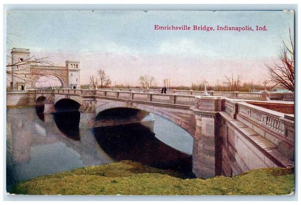 c1910 Emrichville Bridge River Indianapolis Indiana IN Vintage Unposted Postcard