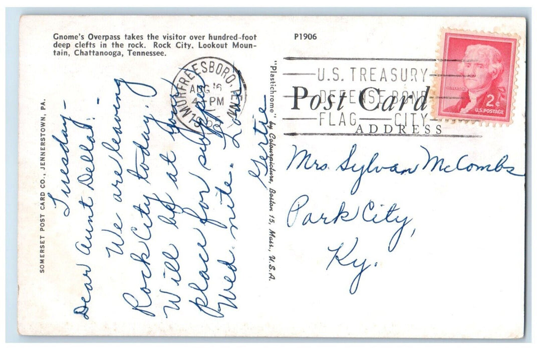 1965 Gnome's Overpass Rock City Lookout Mountain Chattanooga Tennessee Postcard