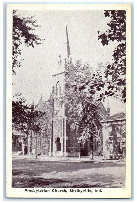 c1920 Exterior View Presbyterian Church Building Shelbyville Indiana IN Postcard