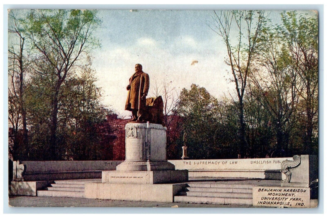 1910 Benjamin Harrison Monument University Park Indianapolis Indiana IN Postcard