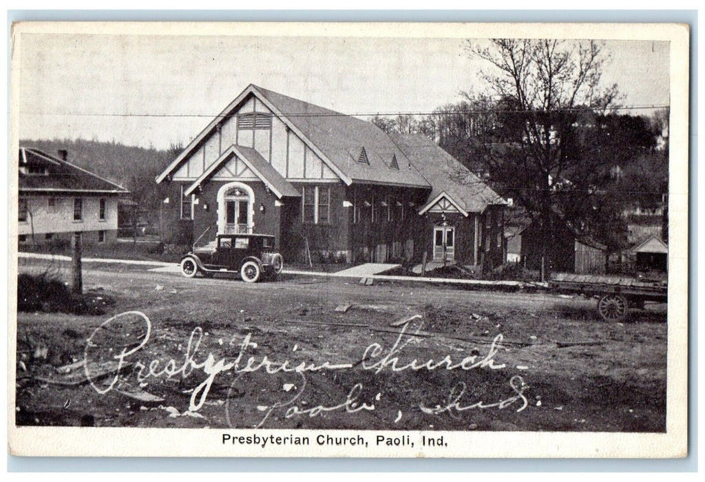 c1910 Exterior View Presbyterian Church Building Paoli Indiana Unposted Postcard