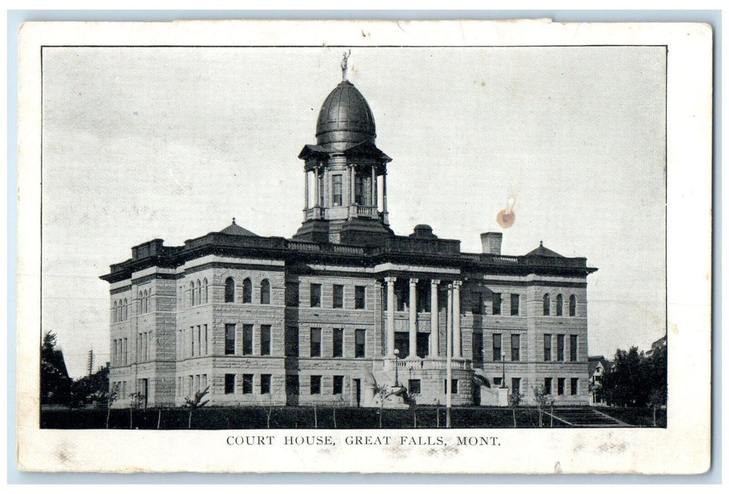 c1905 Exterior View Court House Building Great Falls Montana MT Vintage Postcard