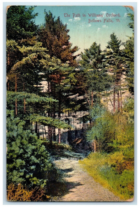 c1910's The Path In William Orchard Bellow Falls Vermont VT, Dirt Road Postcard