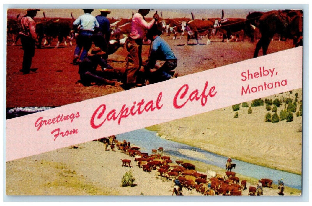 c1960 Greeting Capital Cafe Multi-View Shelby Montana Vintage Unposted Postcard
