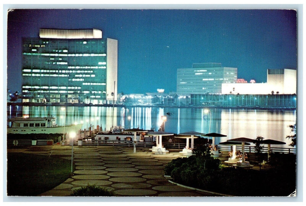 1990 Shimmering Lights Skyline St. John's River Jacksonville Florida FL Postcard