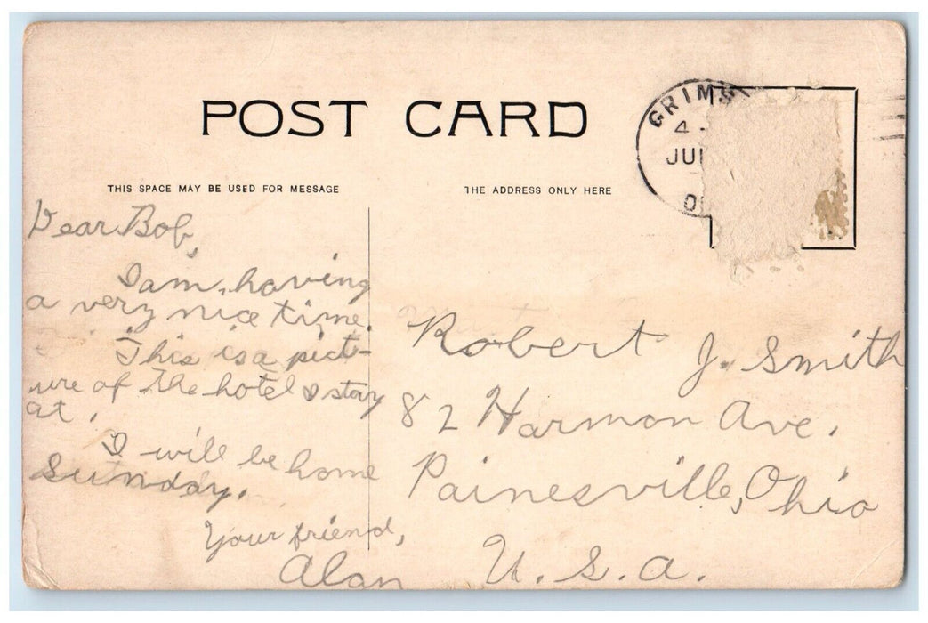 c1910's The Village Inn Hotel Scene Street Grimsby Ontario Canada Postcard