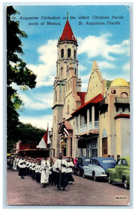 c1950 St. Augustine Cathedral Oldest Christian Parish North Mexico FL Postcard