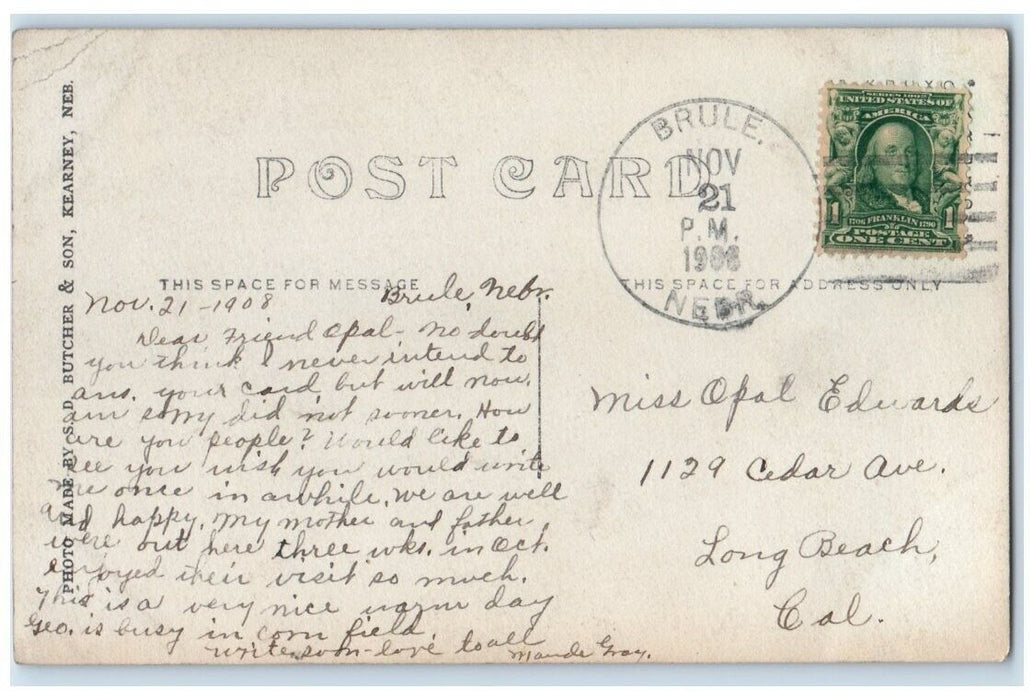 1908 High School Students Teachers Ogallala Nebraska NE RPPC Photo Postcard