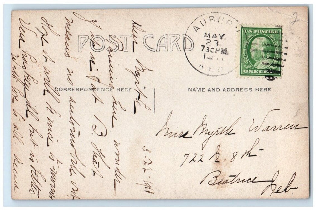 1911 Athens School Building View South Auburn Nebraska NE RPPC Photo Postcard