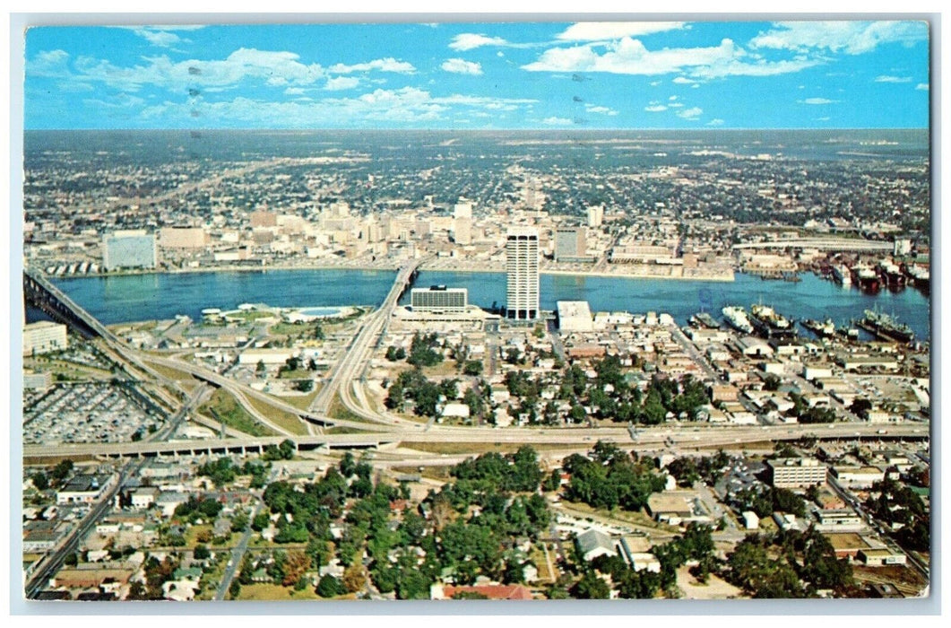 1960 Dynamic Downtown Life Building Exterior River Jacksonville Florida Postcard