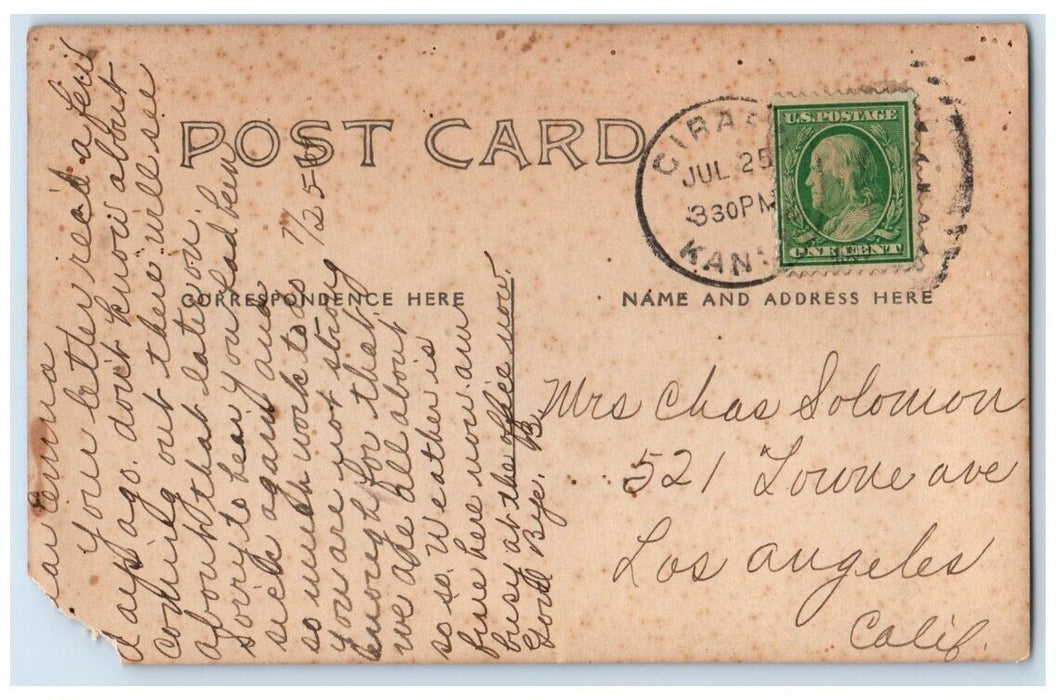 1909 Carnegie Library Building View Girard Kansas KS RPPC Photo Posted Postcard