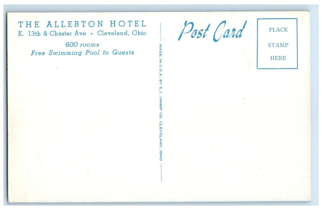 c1930's The Allerton Hotel Building Cleveland Ohio OH Unposted Vintage Postcard