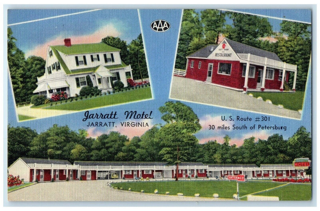 c1930's Jarratt Motel Jarratt Virginia VA, Multiview Unposted Vintage Postcard