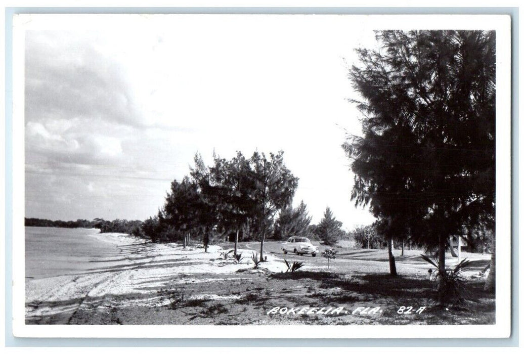c1950's Gulf Beach Road Car View Bokeelia Florida FL RPPC Photo Postcard