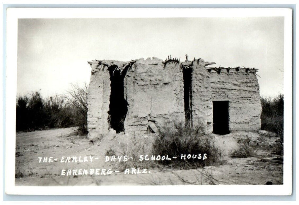 c1930's Early Days School House View Ehrenberg Arizona AZ RPPC Photo Postcard