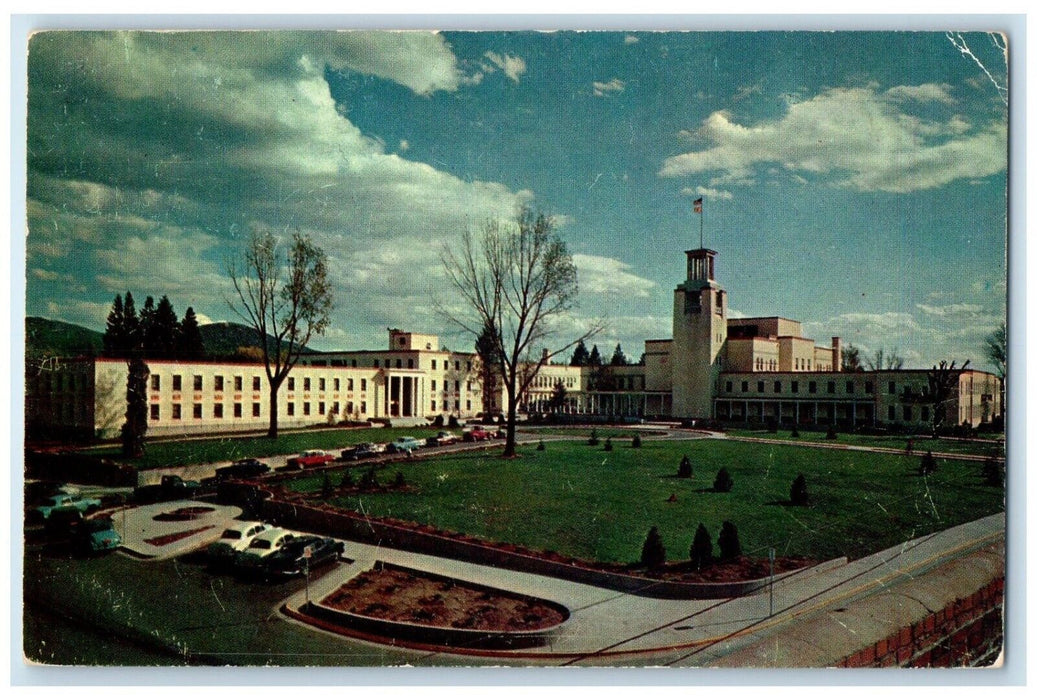 1957 View Of State Capitol Building Cars Santa Fe New Mexico NM Vintage Postcard