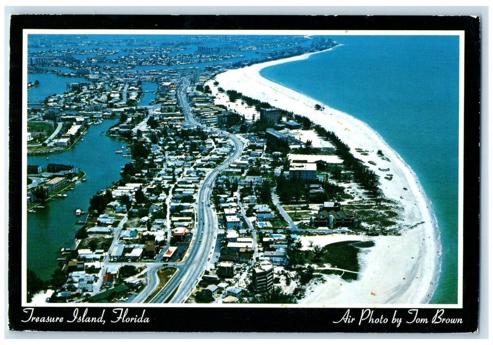 1988 Air View Southward White Sandy Beaches Treasure Island Florida FL Postcard