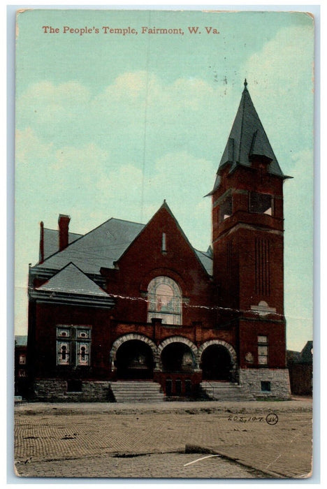 1914 People's Temple Sunday School Road Fairmont West Virginia Vintage Postcard