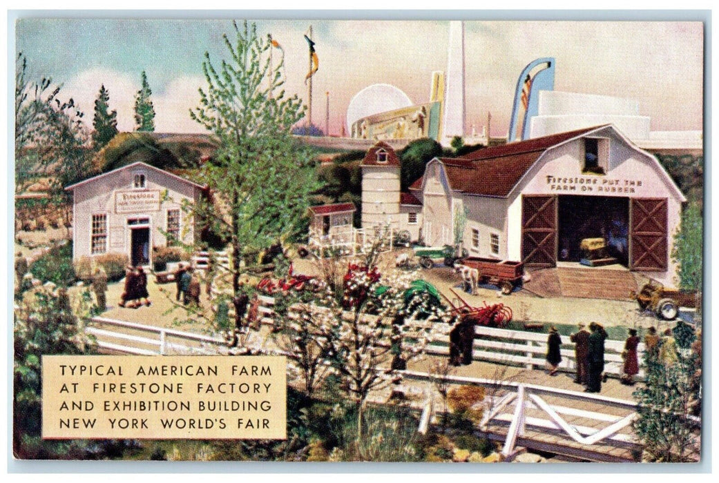 American Farm Firestone Factory Building New York World's Fair Vinatge Postcard