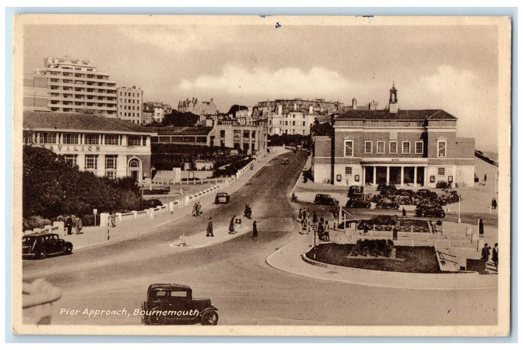 c1910 Road Scene Pier Approach Bournemouth England Vintage Unposted Postcard