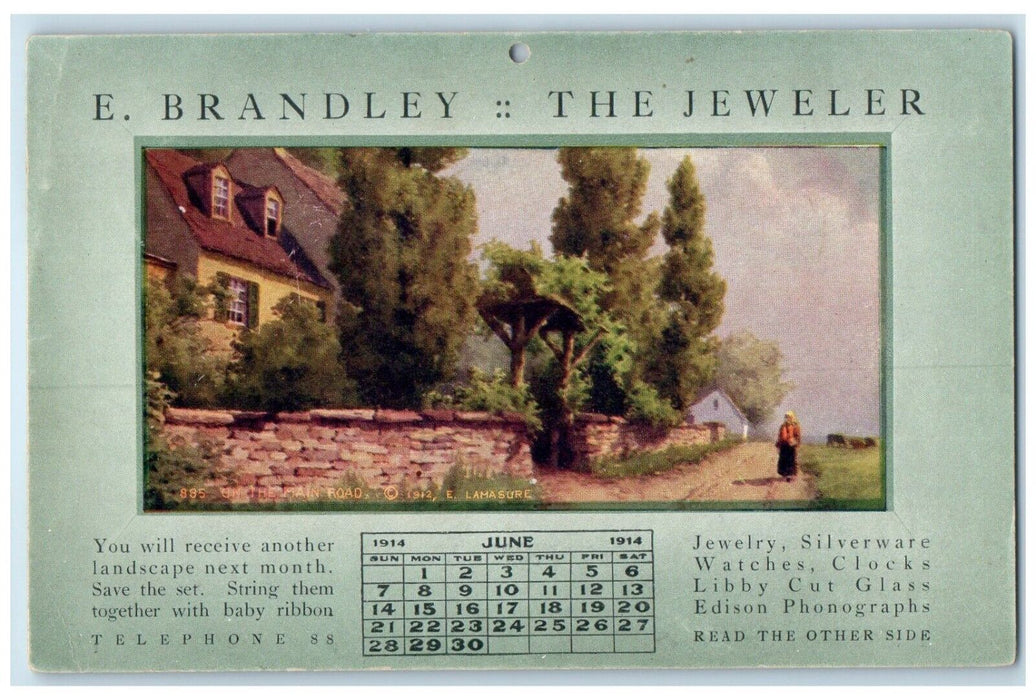 1914 E Brandley The Jeweler Cottonwood Falls Kansas KS Calendar Posted Postcard