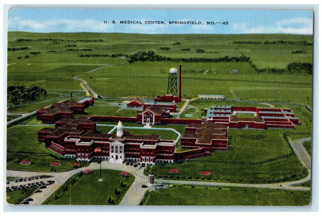 c1940 Birds Eye View United States Medical Center Springfield Missouri Postcard