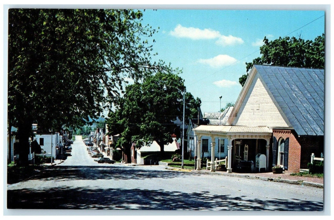 1960 Picturesquely Museum Street Scene Road Classic Car Weston Missouri Postcard