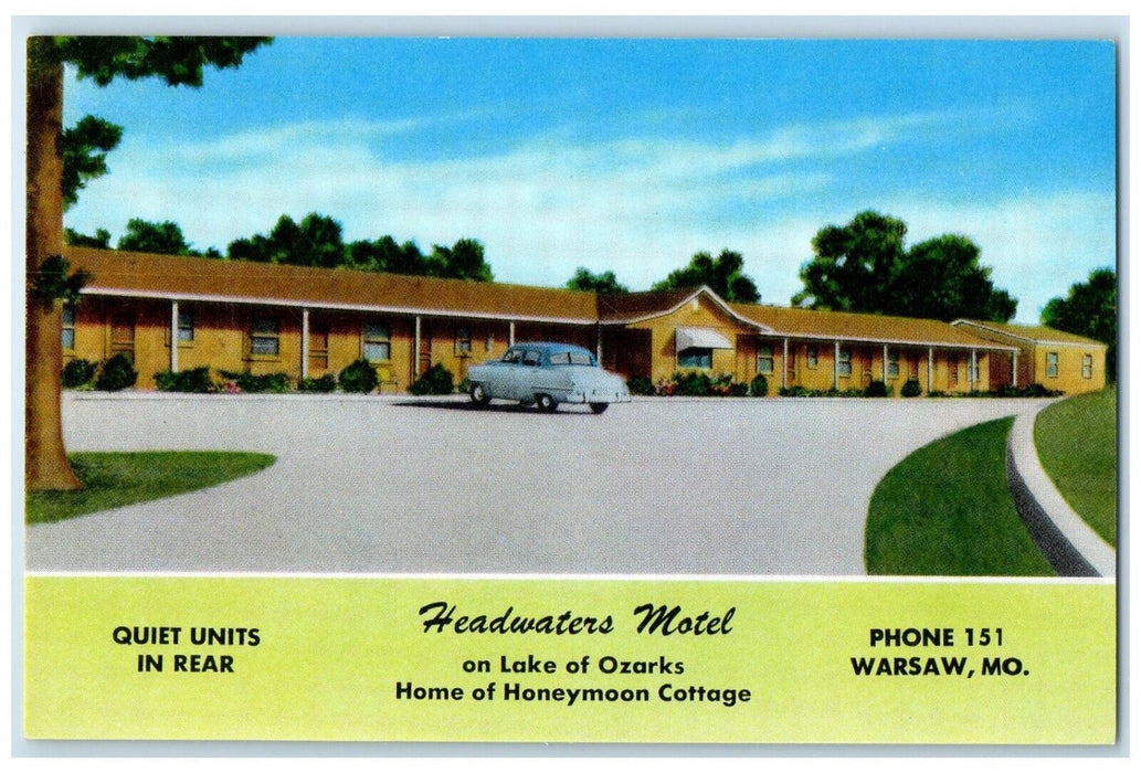 c1960 Headwaters Motel Lake Ozarks Warsaw Missouri MO Unposted Vintage Postcard