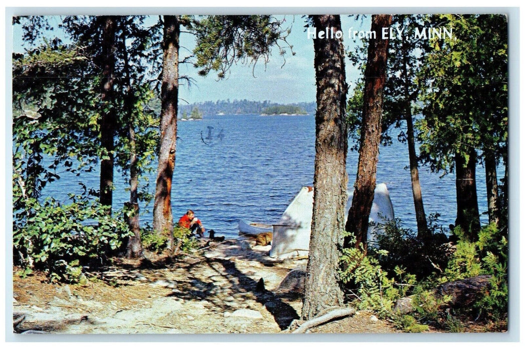 1977 Hello From Ely Minnesota MN, Sand Sun And Clean Water View Vintage Postcard