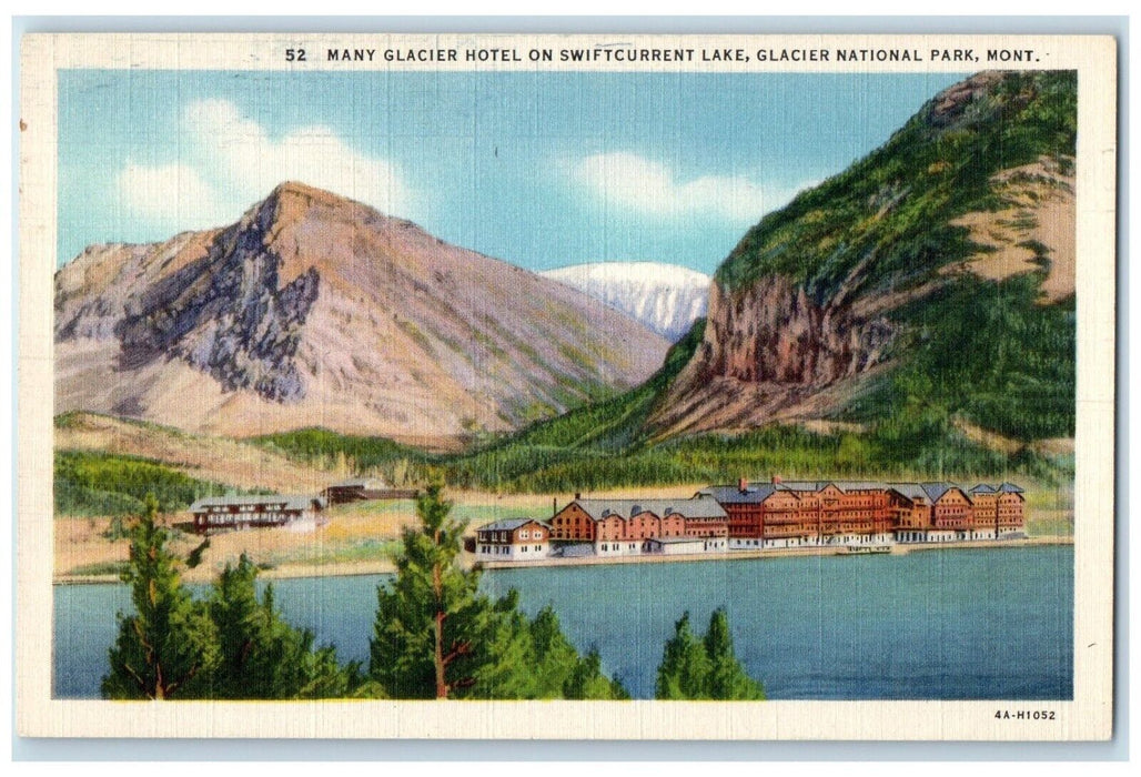 1940 Many Glacier Hotel Swiftcurrent Lake Glacier National Park Montana Postcard