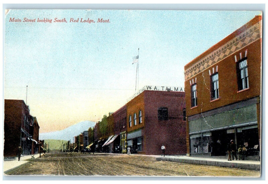 1912 Main Street Looking South Exterior Building Red Lodge Montana MT Postcard