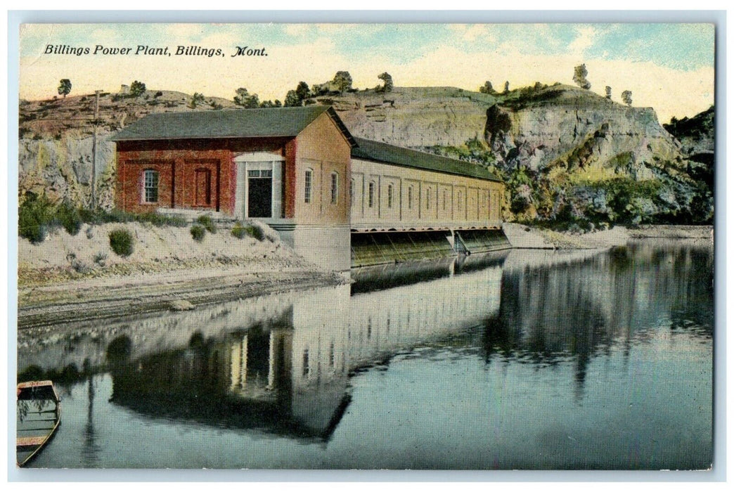 c1910 Billings Power Plant River Lake Exterior Billings Montana Vintage Postcard