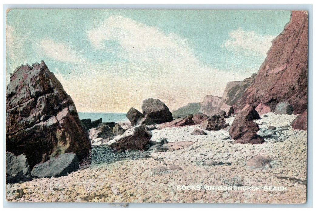 c1910's View Of Rocks On Bonchurch Beach United Kingdom UK Antique Postcard