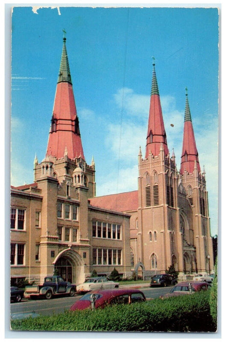 1962 Catholic Cathedral Holy Family Cars Tulsa Oklahoma OK Vintage Postcard