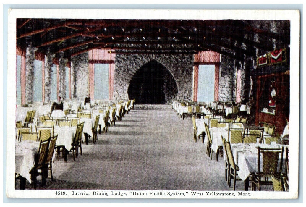 1952 Interior Dining Lodge West Entrance Restaurant Yellowstone Montana Postcard