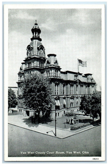 c1940 Aerial View Van Wert County Court House Building Van Wert Ohio OH Postcard