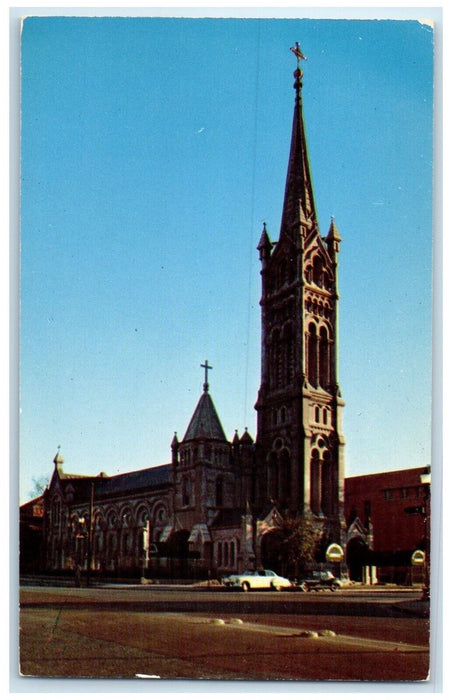 c1950's Annunciation Church Street View Cars Houston Texas TX Vintage Postcard