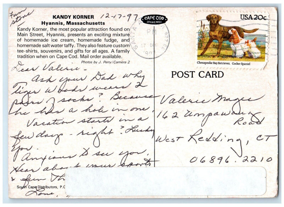 1997 Kandy Korner Souvenir Shop Cape Cod Hyannis Massachusetts MA Postcard