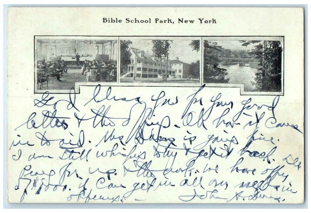 1915 Bible School Park New York NY School Room River Multiview Antique Postcard