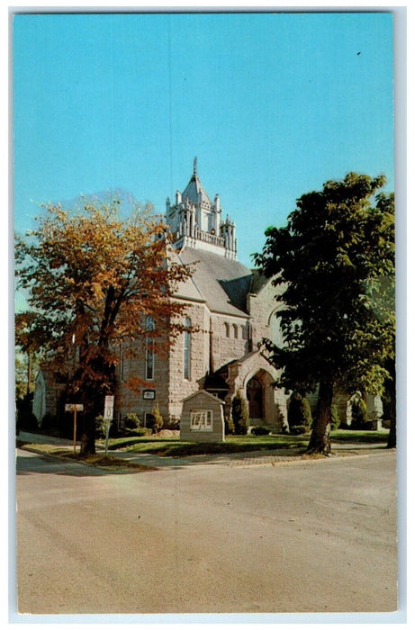 c1950's First Methodist Church Scene Street Elwood Indiana IN Vintage Postcard