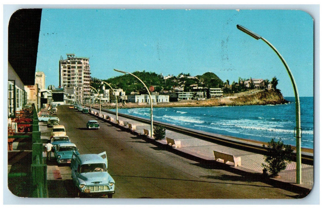 1968 Olas Altas Beach and Boulevard Mazatlan Sinaloa Mexico Vintage Postcard