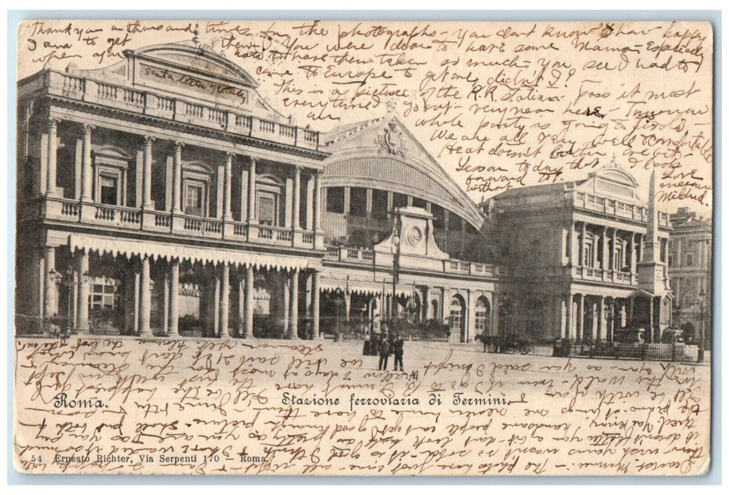 c1905 Building of Rome Termini Station Rome Italy Posted Antique Postcard