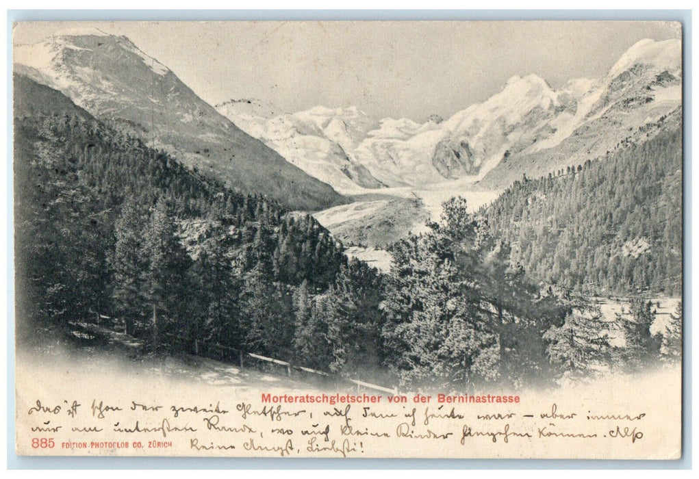 1904 Morteratsch Glacier From The Bernina Road Switzerland Posted Postcard